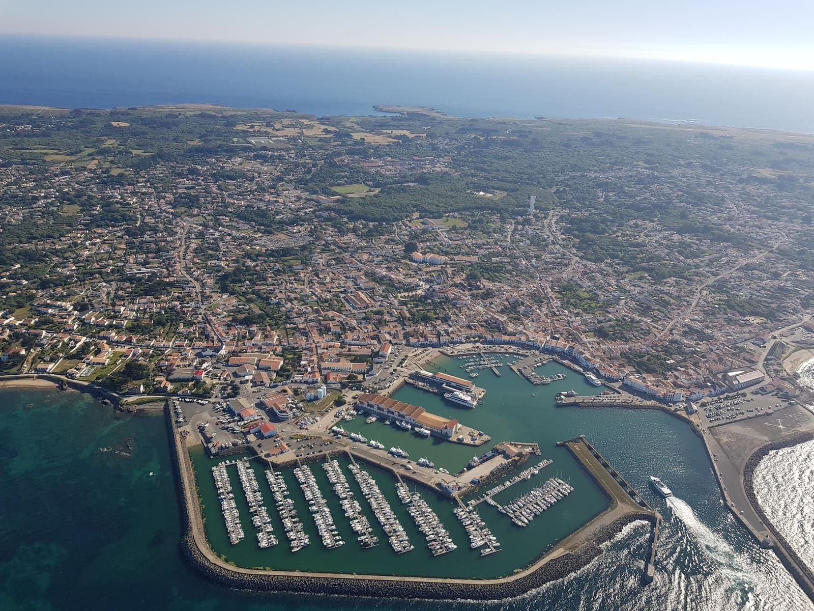 Port-Joinville and its marina on Île-d'Yeu seen from above